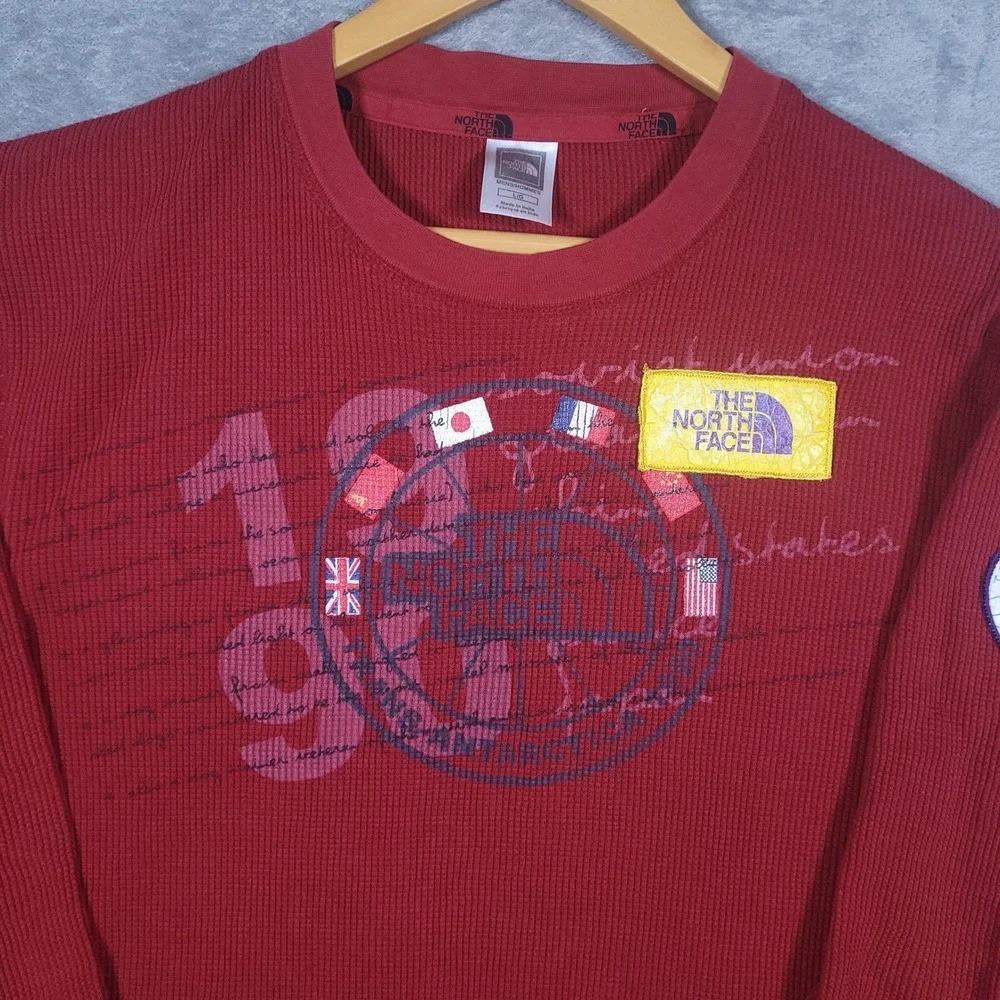 The North Face Shirt Mens L Red Trans-Antarctica Expedition 1990 Waffle Thermal